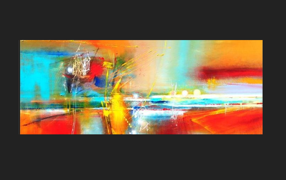 Peinture Colorée Rêves abstrait panoramique artiste EJRAC 90x30cm