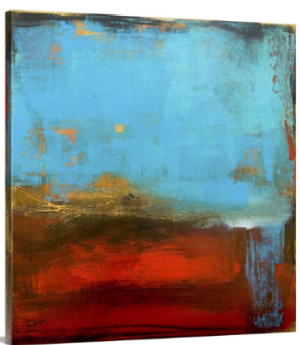 Tableau abstrait carré bleu