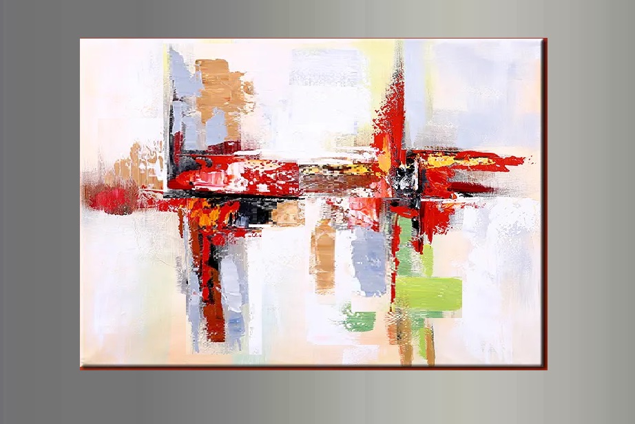 Tableau XXL Abstrait coloré peint main EJRAC 120x80cm
