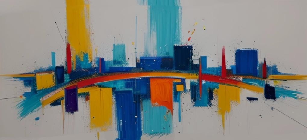 Tableau  panoramique multicolore 100 x 50 cm peint à la main artiste Ejrac
