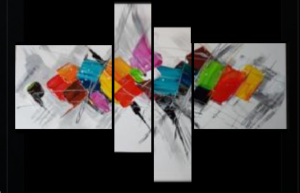 Tableau coloré carrés design peint à la main artiste EJRAC