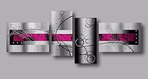 Tableau abstrait Myla fushia gris