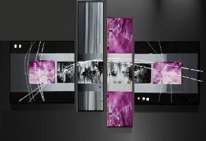 Peinture sur toile fushia métal design