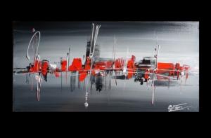 Tableau Panoramique Gris rouge design