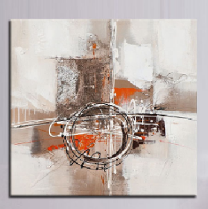 Tableau design Beige choco 60 x60 cm note orangée artiste EJRAC