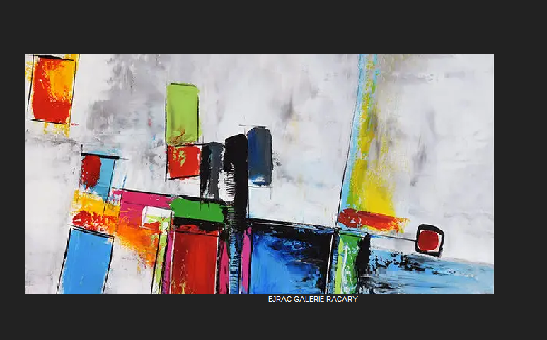 Tableau Multicolore Naïf 75x37 cm  Peint main EJRAC