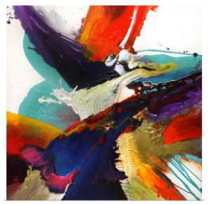 Tableau abstrait carré multicolore