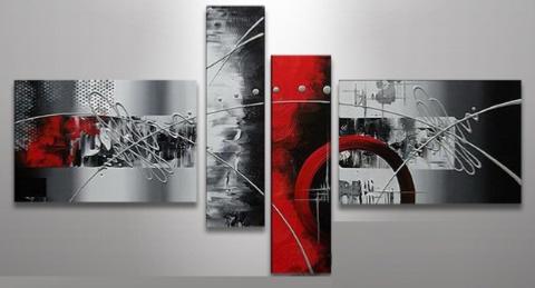 Tableau abstrait Lena Gris Rouge