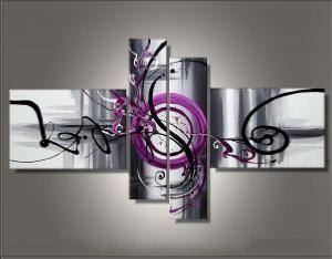 Tableau abstrait fushia Line II