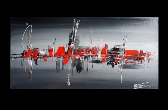 Tableau Panoramique Gris rouge design