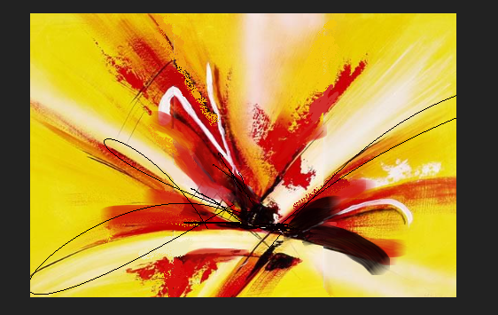 Tableau peinture bouquet abstrait rouge 70x50cm