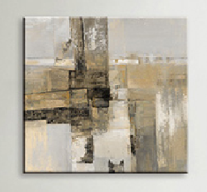 Tableau peinture beige doré metal 