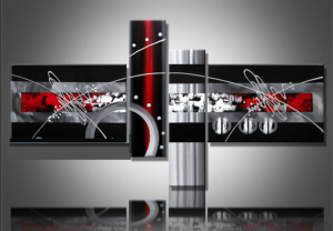 Peinture sur toile Line rouge noir métal design
