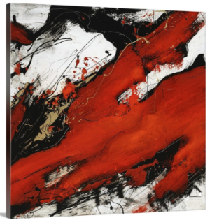 Tableau abstrait carré rouge noir