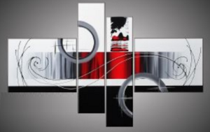 Tableau abstrait noir rouge circle