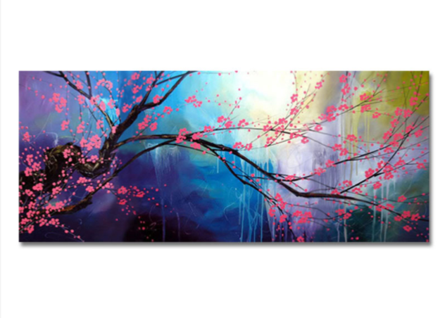 Tableau Peinture arbre cerisier Multicolore