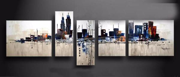 Tableau contemporain Ville moderne beige color
