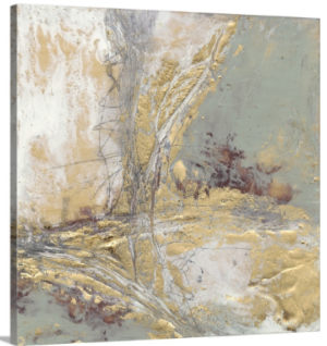 Tableau abstrait carré blanc doré