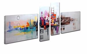 Tableau abstrait city multicolore