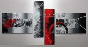 Tableau abstrait Lena Gris Rouge